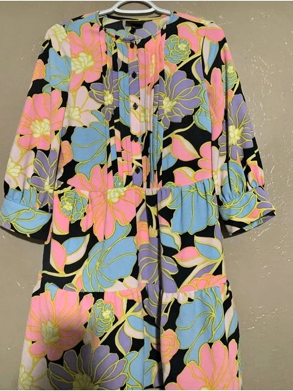 WHO WHAT WEAR Floral Mini Dress Pink & Blue Size XS
